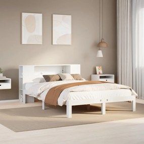 Letto libreria senza materasso bianco 140x200 cm legno di pino