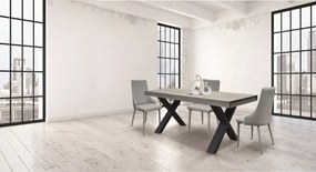 Tavolo PANZANO in legno, finitura grigio cemento e metallo verniciato antracite, allungabile 160&#215;90 cm &#8211; 250&#215;90 cm