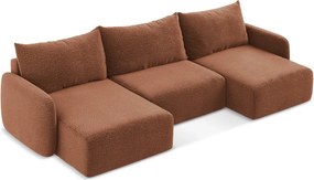 Divano angolare color mattone allungabile/con contenitore Kalena – Makamii