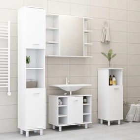 Set mobili da bagno 4 pz bianco in truciolato