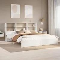 Letto Libreria senza Materasso Bianco 200x200 cm Legno di Pino 3322402