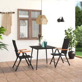 Set Da Pranzo Da Giardino 3 Pz Nero E Marrone /