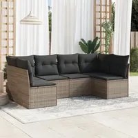 Set Divano da Giardino 6 pz con Cuscini Grigio in Polyrattan 3249229