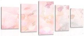 Quadri 5 pezzi – Foglie con tocco pastello