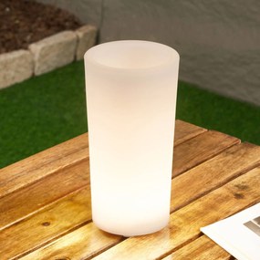 Vaso di fiori ricaricabile Lindby LED Florista, RGB, IP54, Ø 12 cm, bianco