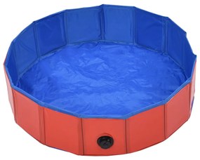 Piscina per cani pieghevole rossa 80x20 cm in pvc