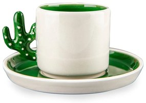 Tazze in ceramica bianco-verde in set da 2 pezzi 0,18 l - Hermia