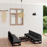 Set Divani da Giardino 9 pz con Cuscini Legno Massello di Pino 3076408