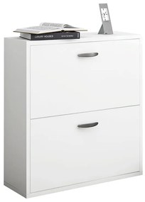 Scarpiera 2 ante doppia profondità L 73 x H 80 x P 25 cm 12 paia, bianco