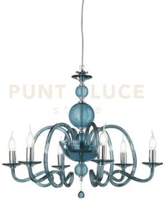 Lampadario vivaldi 6 luci ottanio cromo attacco e14 d.75cm