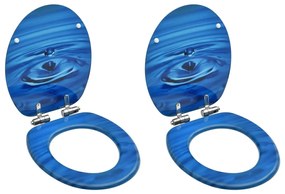 Tavolette Wc Chiusura Ammortizzata 2 Pz Mdf Blu Goccia Dacqua /