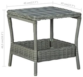 Tavolo da Giardino Grigio Chiaro 45x45x46,5 cm in Polyrattan