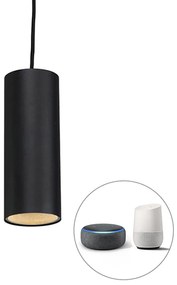 Lampada a sospensione nera con lampadina smart GU10 - TUBO