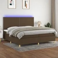 Letto a Molle Materasso e LED Marronescuro 200x200cm in Tessuto 3135384