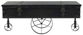 Tavolino salotto con ruote nero 110x52x43 cm legno multistrato
