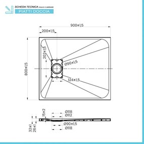 Piatto doccia 80x90 cm bianco effetto pietra in resina riducibile Agorà