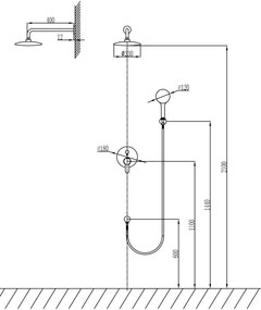 New line set doccia con miscelatore 4 vie soffione inox 20 cm e doccetta con flessibile 150 cm cromo