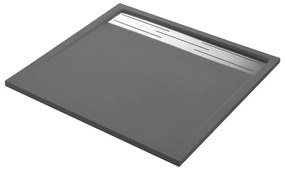 Piatto doccia SENSEA in resina Neo Metal Grid grigio L 100 x L 100 x H 3 cm opaco effetto pietra