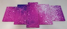 Quadri 5 pezzi – Mandala indiana con sfondo galattico