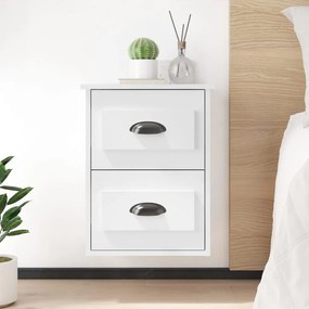 Comodini A Parete 2 Pz Bianco Lucido 41,5x36x53 Cm /