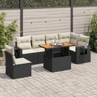 Set Divani da Giardino con Cuscini 7pz Nero Polyrattan 3327157