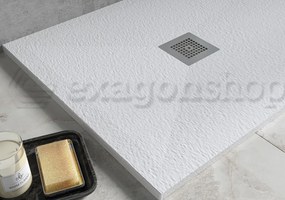 Desio Piatto Doccia 70x110 cm effetto pietra antibatterico da incasso appoggio sopraelevato in Solidstone Bianco