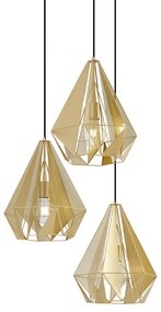 Lampada a sospensione industriale oro con rete 3 luci - Carcass
