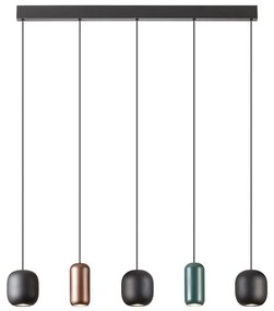 Redo 01-3481 - Lampadario a sospensione con filo BOOM 5xGU10/10W/230V nero/verde/marrone