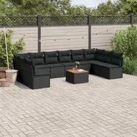 Set Divani da Giardino 11 pz con Cuscini in Polyrattan Nero 3256125