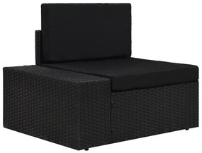 Divano ad angolo modulare bracciolo destro in polyrattan nero