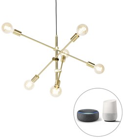 Lampada a sospensione intelligente in ottone 6 luci incl. Wifi G95 - Sydney