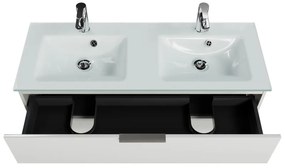 Mobile da bagno sospeso sotto lavabo L 119 x H 48 x P 45 cm bianco lucido, 2 cassetti PELIPAL Madeo