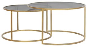 Tavolini rotondi in vetro in set di 2 pezzi in oro ø 75 cm Duarte - Light &amp; Living