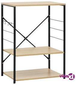 vidaXL Mobile Microonde Nero e Rovere 60x39,6x79,5cm Legno Multistrato