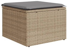 Set Divano da Giardino 10 pz con Cuscini Beige in Polyrattan