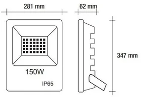 Vivida floodled 150w 4000k ip65 347*281*62mm