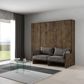 Letto matrimoniale a scomparsa 160 cm con colonna Noce KENTARO SOFŔ