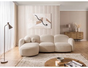 Divano angolare marrone chiaro (con penisola a sinistra/con chaise lounge) con rivestimento in bouclé Orbit – Ropez