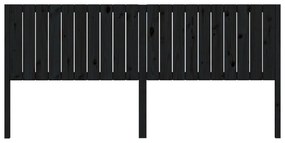 Testiera per letto nera 205,5x4x100cm in legno massello di pino