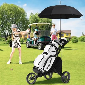 Costway Carrello da golf a spinta con 3 ruote, Carrello pieghevole con borsa rivestita in alluminio cinghia Grigio