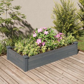 Fioriera Giardino Con Fodera Grigia 120x60x25cm Massello Abete /