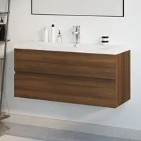 Mobile Bagno Lavabo Integrato Rovere Marrone Legno Multistrato 3152890