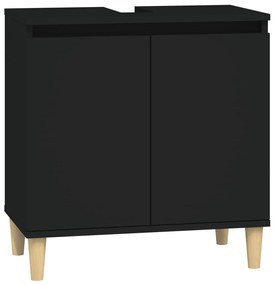 Set mobili da bagno 3 pz nero in legno multistrato