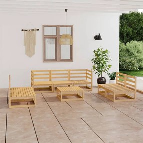 Set Divani da Giardino 8 pz in Legno Massello di Pino