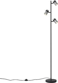 Lampada da terra moderna nera con vetro fumé 3 luci ruotabile e inclinabile - Gianni