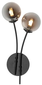 Applique moderna nera 2 luci con vetro fumé - Athens