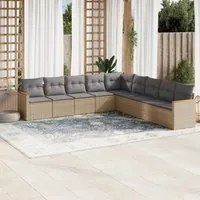 Set Divano da Giardino 9 pz con Cuscini Beige Misto Polyrattancod mxl 113064