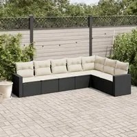 Set Divani da Giardino con Cuscini 7pz Nero Polyrattan 3251383