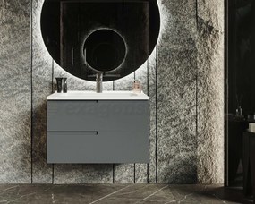 Mobile bagno grigio opaco 70x46 Sorrento due cassetti con maniglia sinistra e lavabo in ceramica