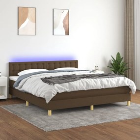 Letto a Molle Materasso e LED MarroneScuro 180x200cm in Tessuto cod mxl 43521